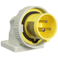 Pin and Sleeve Inlet Devices 888-71324-NS IEC 60309 Surface Mount Inlet Down Angled Type, IP67 Rated, 20 Amp 120 Volt, 4H, IEC 309 International Pin and Sleeve Devices 